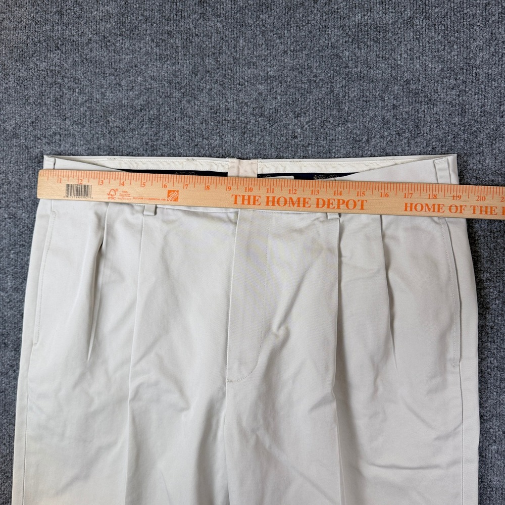 Brooks Brothers Pleated Pants Mens 37x30 Fits 38x28 Beige Advantage Chino Elliot - Picture 7 of 11